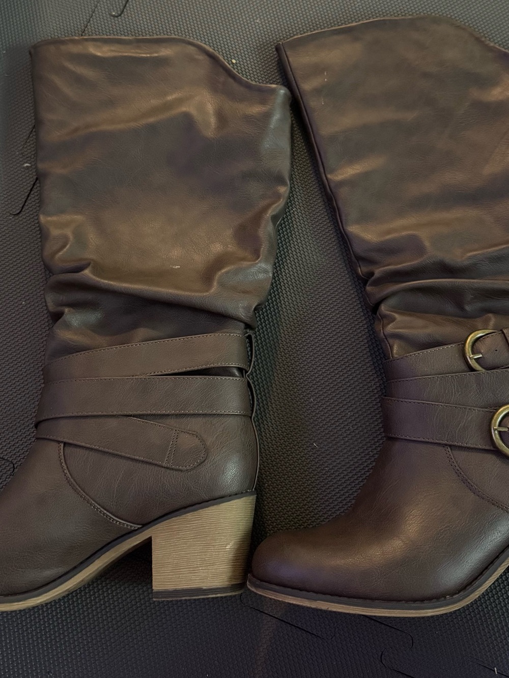 Amazon Women's Dark Brown Slouchy Mid-Calf Heeled Boots